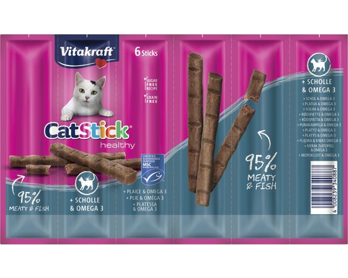 Katzensnack Vitakraft Cat Stick mini Scholle und Omega 3, 6er