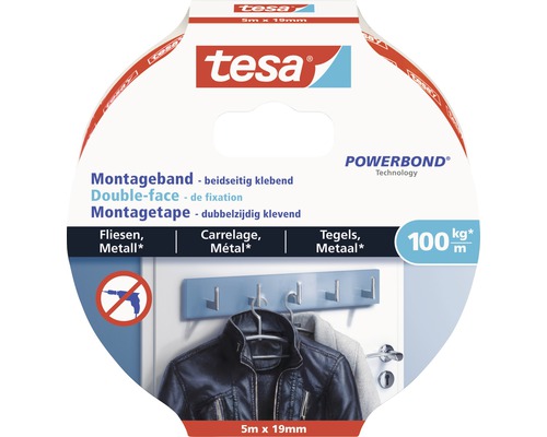 Tesa Ruban de montage double face 5m x 19mm