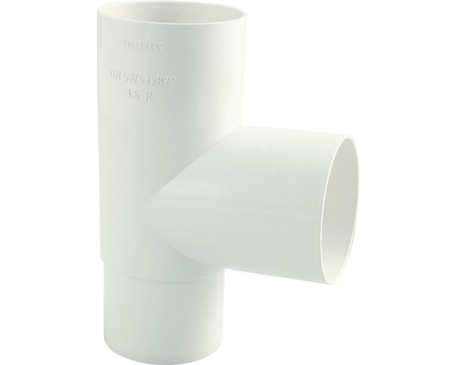 Embranchement de tuyau plastique rond Marley 87° blanc de signalisation RAL 9016 DN 53/53 mm