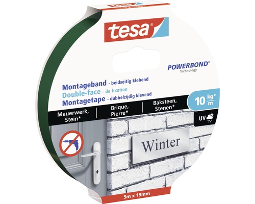 tesa® Montageband weiss für Mauerwerk 5 m x 19 mm