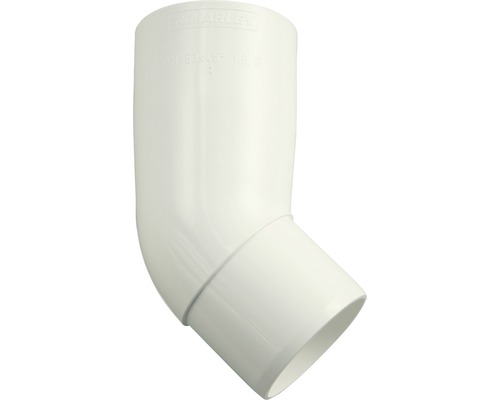 Coude pour tuyau de descente Marley plastique rond 45 degrés blanc signalisation RAL 9016 DN 53 mm