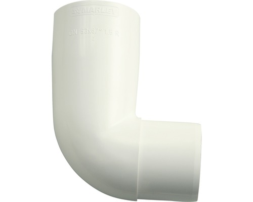 Coude pour tuyau de descente Marley plastique rond 87 degrés blanc signalisation RAL 9016 DN 53 mm