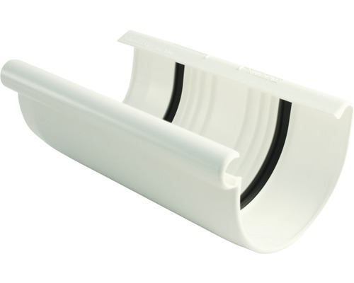 Enveloppe de raccord de gouttière plastique Marley semi-circulaire blanc de signalisation RAL 9016 DN 100 mm Raccord de gouttière en plastique