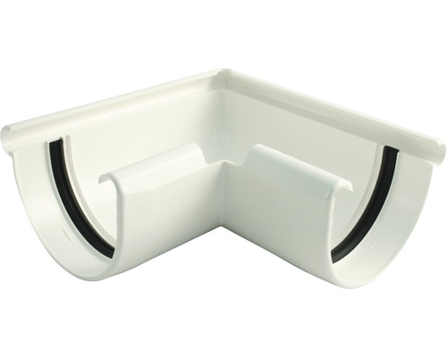 Angle extérieur Marley plastique semi-circulaire 90° blanc de signalisation RAL 9016 DN 100 mm Angle de gouttière en plastique pour raccorder les gouttières de toit