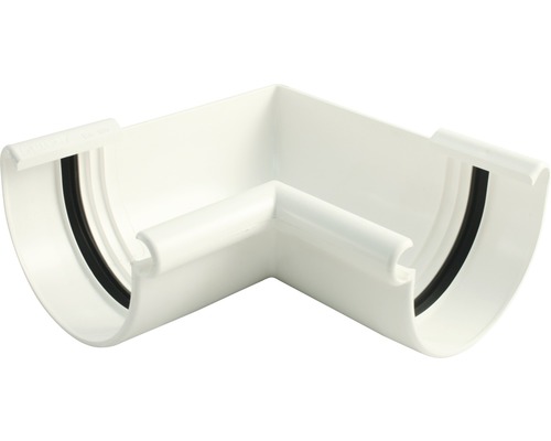 Angle intérieur Marley plastique semi-circulaire 90° blanc de signalisation RAL 9016 DN 100 mm Angle de gouttière pour raccorder deux gouttières