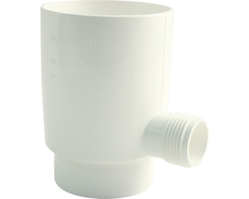 Collecteur d'eau de pluie Marley avec raccordement 1“ filetage extérieur blanc de signalisation RAL 9016 DN 75 mm