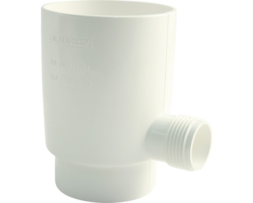 Collecteur d'eau de pluie Marley avec raccordement 1“ filetage extérieur blanc de signalisation RAL 9016 DN 105 mm