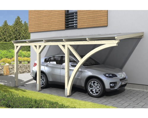 Carport simple SKAN HOLZ Eifel avec ancrages pour poteaux 300x541 cm naturel