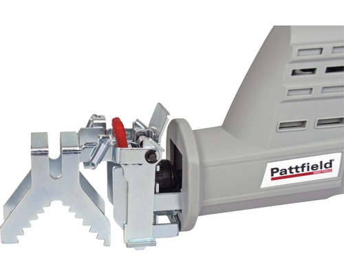 Logo Pattfield sur une scie sabre avec insert métallique