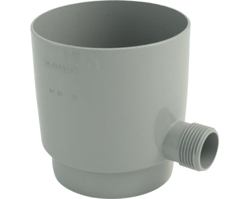 Marley Regensammler mit Anschluss 1“ Aussengewinde Fenstergrau RAL 7040 NW 75 mm Grauer Regenwasser Fallrohr Trichter aus Kunststoff