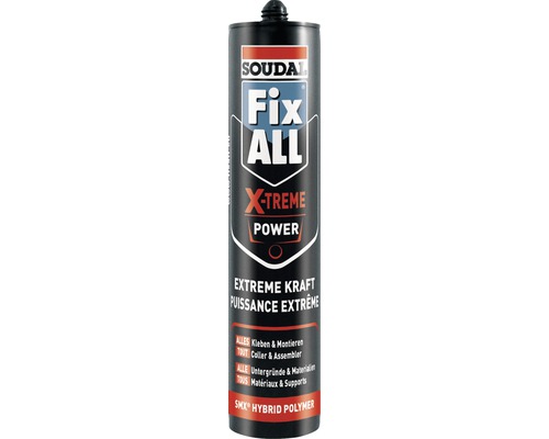 Matériau adhésif et d'étanchéité Fix All X-Treme Power Soudal blanc 290 ml