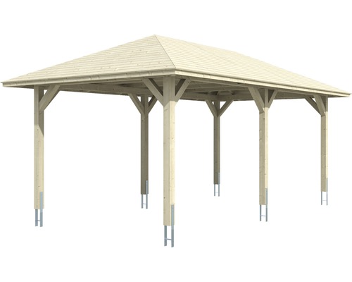 Pavillon en bois avec toit et piliers de soutien