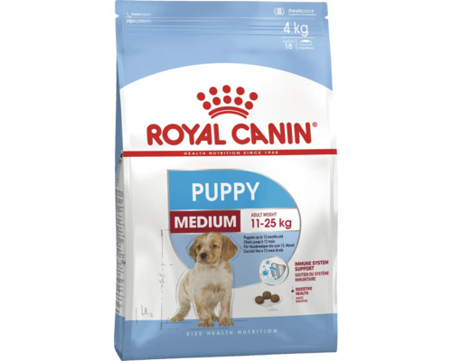 Nourriture pour chiens Royal Canin Medium Puppy 4 kg Aliment sec pour chiot Royal Canin Puppy Medium, paquet de 4 kilogrammes