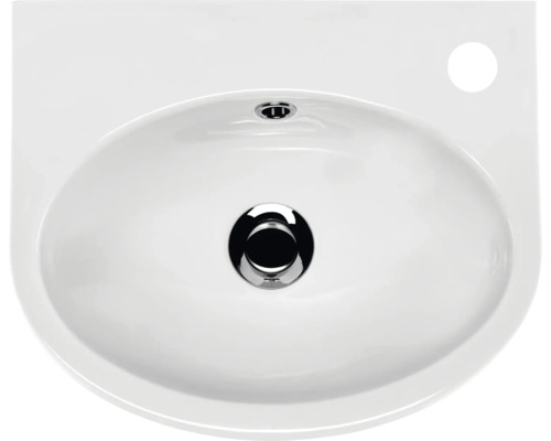 Cersanit Handwaschbecken PARVA rechts 40 x 32 cm weiss glänzend CCWS1000800936 Keramikwaschbecken mit Überlauf und Hahnloch
