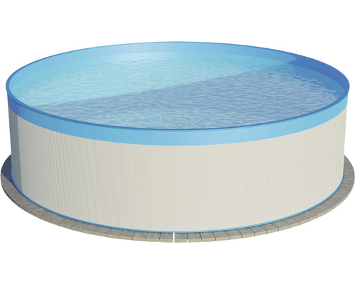 Aufstellpool Stahlwandpool Planet Pool rund Ø 350x90 cm ohne Zubehör grau mit Overlap-Folie sand