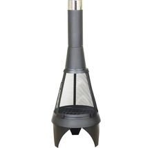 Dunkelgrauer Chiminea-Gartenkamin mit Funkenflugschutzgitter und Rauchabzug