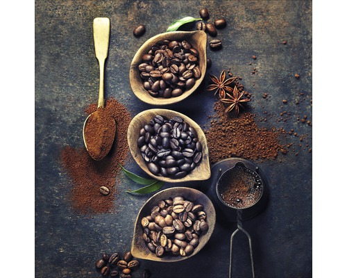 Glasbild Coffeebean In Bowl I 30x30 cm