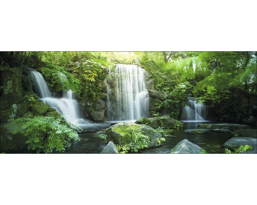 Glasbild Waterfall In Paradise 50x125 cm