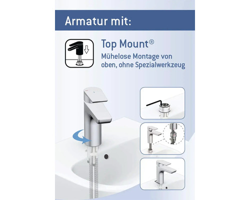 Robinet de lavabo avec fonction Top Mount pour un montage facile
