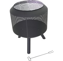 Brasero en métal avec grille et tisonnier