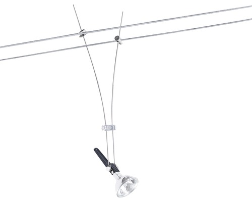 Schienensystemleuchte mit Spotlight an einem Drahtseil