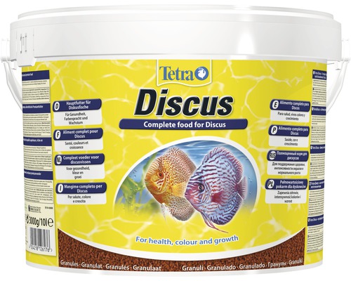 Aliment complet pour Discus Tetra en seau, santé, couleurs et croissance