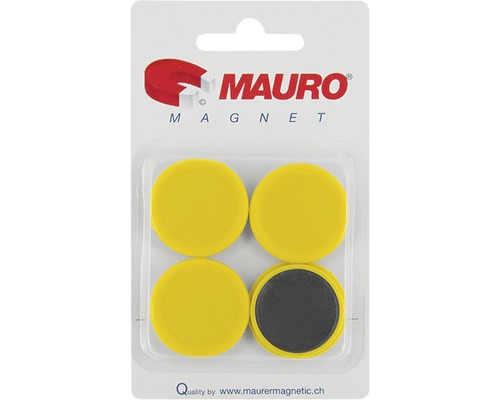 Punaise magnétique Ø 30 mm jaune 4 pièces