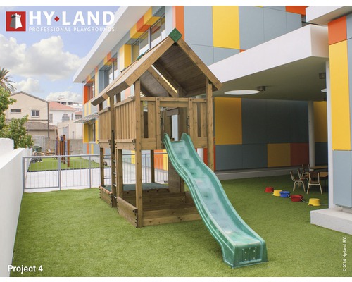 Tour de jeux Hyland Projekt 4 bois avec bac à sable, toboggan vert