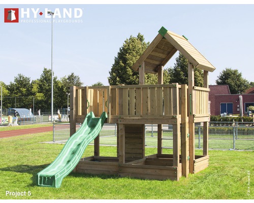 Tour de jeux Hyland Projekt 5 bois avec bac à sable, toboggan vert