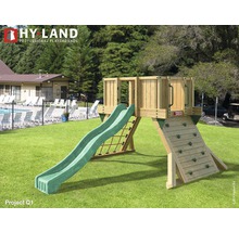Tour de jeux Hyland Projekt Q1 bois avec mur d'escalade, toboggan vert-thumb-0