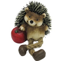 Hérisson décoratif avec pomme, en céramique et corde