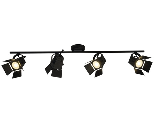 Plafonnier noir avec quatre spots dans un design industriel