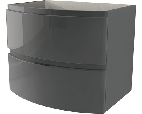 Meuble sous-vasque Vague hauteur 55 largeur 69 profondeur 52 cm anthracite Meuble sous-vasque avec deux tiroirs