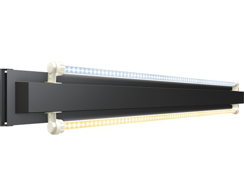 Aquariumleuchte mit zwei LED Röhren und schwarzer Halterung