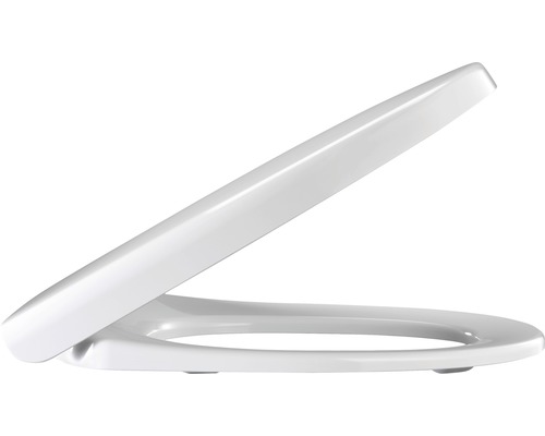 Abattant WC PRESSALIT Uni D pour Geberit mitigeur Keramag iCon + Renova N° 1 blanc avec abaissement automatique et Lift-off Abattant de WC en plastique avec couvercle ouvert
