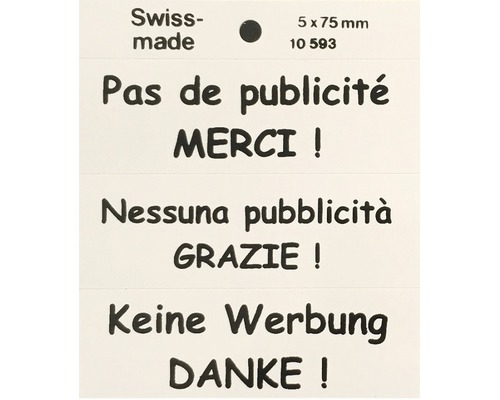 Panneau "Werbung/Publicité/Pubblicita" autocollant imperméable