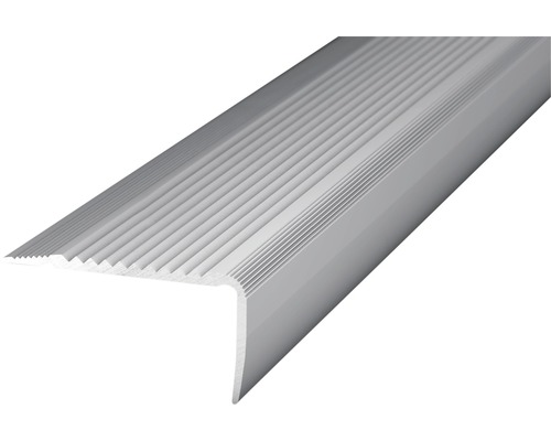 Profilé de bordure de marches en aluminium argent perforé 45x23x2700 mm