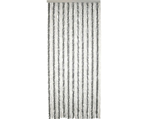 Rideau de porte pelucheux argenté-blanc 90x200 cm