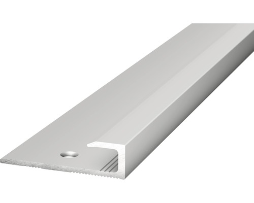 Profilé d'insertion Prinz aluminium argent perforé 27 x 7 x 1000 mm Profil de bordure d''escalier en aluminium avec trous de vis