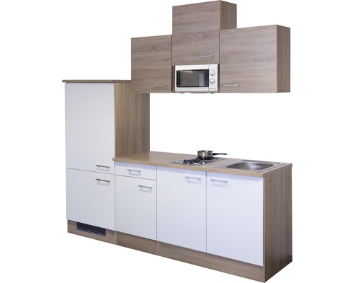 Cuisine intégrée avec micro-ondes, évier et plaque de cuisson