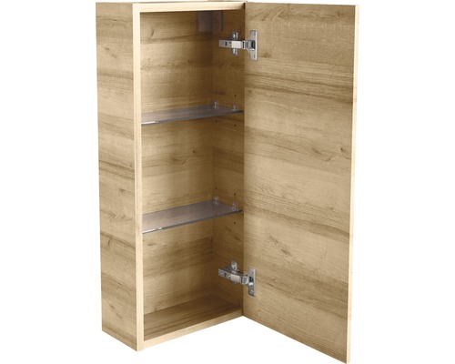 Offener Holzfarbener Badhängeschrank mit zwei Glasablagen