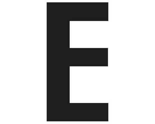 Lettre "E" film en matière plastique autocollant