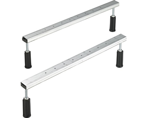 Deux pieds de baignoire métalliques avec pieds réglables