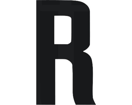 Folienbuchstabe "R" schwarz 60 mm