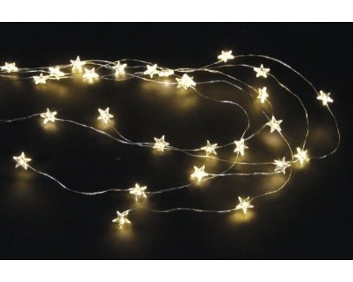 Guirlande lumineuse LED micro fil avec étoiles l 70 cm fil argenté blanc chaud Guirlande lumineuse avec étoiles