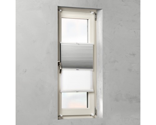Store plissé double SOLUNA avec guidage latéral, blanc, 45x130 cm Fenêtre avec stores plissés tendus pour la décoration de fenêtre
