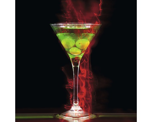 Photo sous verre Cocktail On Black Ii, 20x20 cm