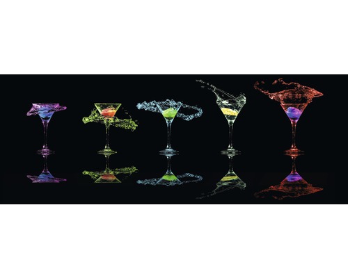 Glasbild Cocktail On Black V 30x80 cm