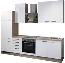 Cuisine complète avec appareils Flex Well Valero 270 cm couleur de façade blanc haute brillance - couleur du corps chêne Sonoma 00008730