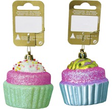 Zwei dekorative Cupcake-Anhänger mit Aufhängern